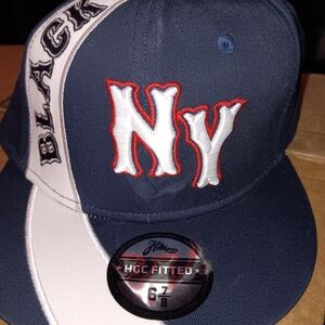 Navy and White NY Fitted Cap